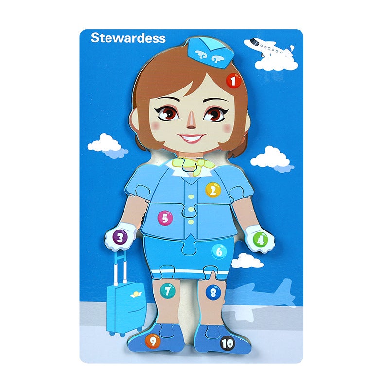 Wooden Animal Traffic Cognitive Cartoon Three-Dimensional Puzzle Toy Early Education Educational Children'S Big Block Matching Toy - Image 1